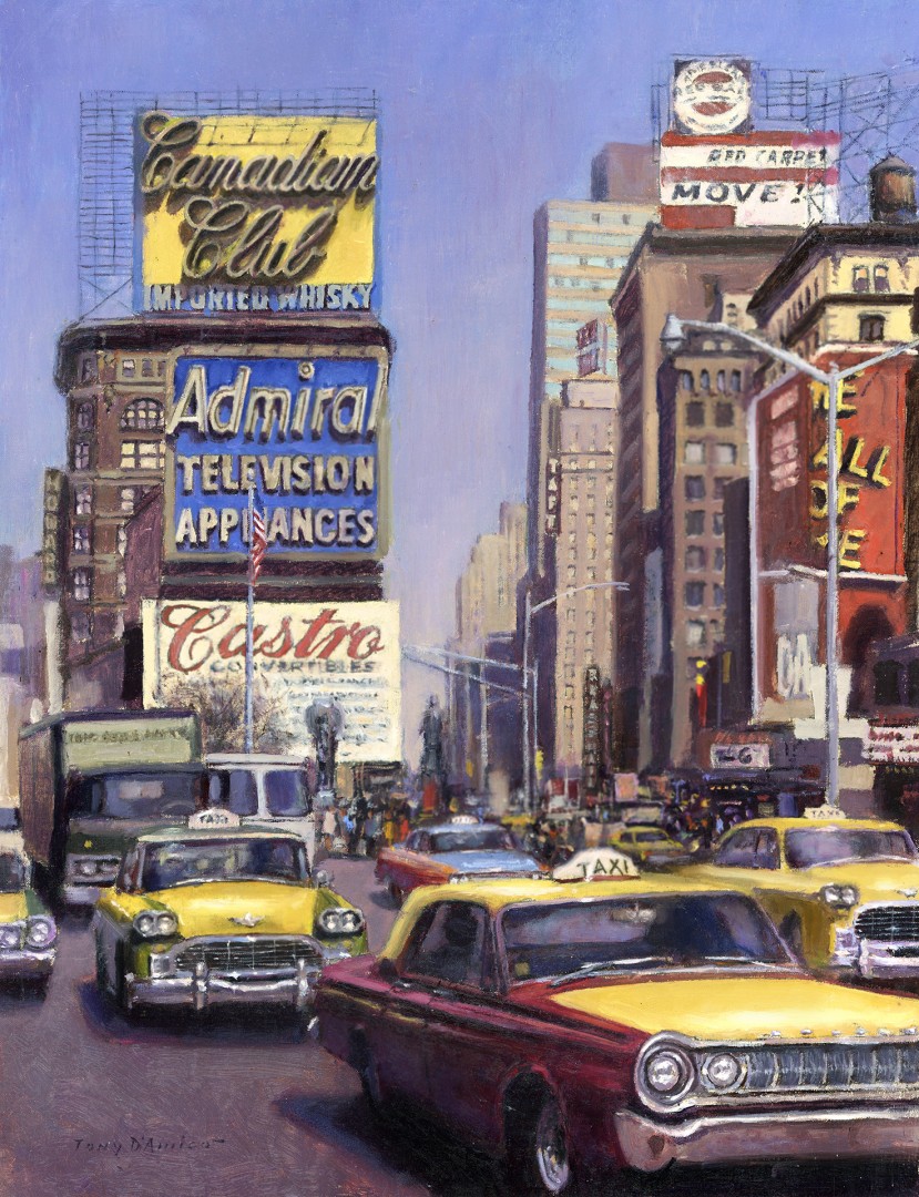 PleinAir Magazine's 11th Annual May 2021 PleinAir Salon Winner Tony D'Amico The Rhythm of Times Square Best Vehicle