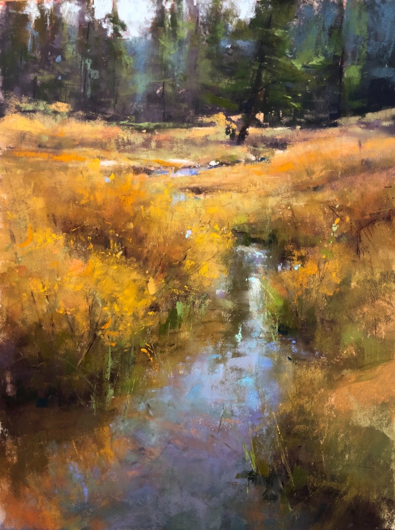 12th Annual PleinAir Salon Art Competition Annual Awards Semi-Finalist Jacob Aguiar Bighorn Brook Fall Landscape Pastel Painting
