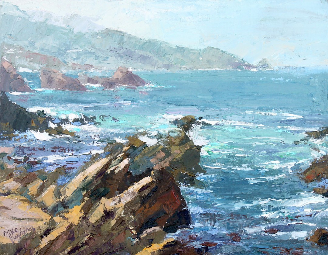 12th Annual PleinAir Salon Art Competition Annual Awards Semi-Finalist Mike Bagdonas Crumbling Coast Seascape Oil Painting
