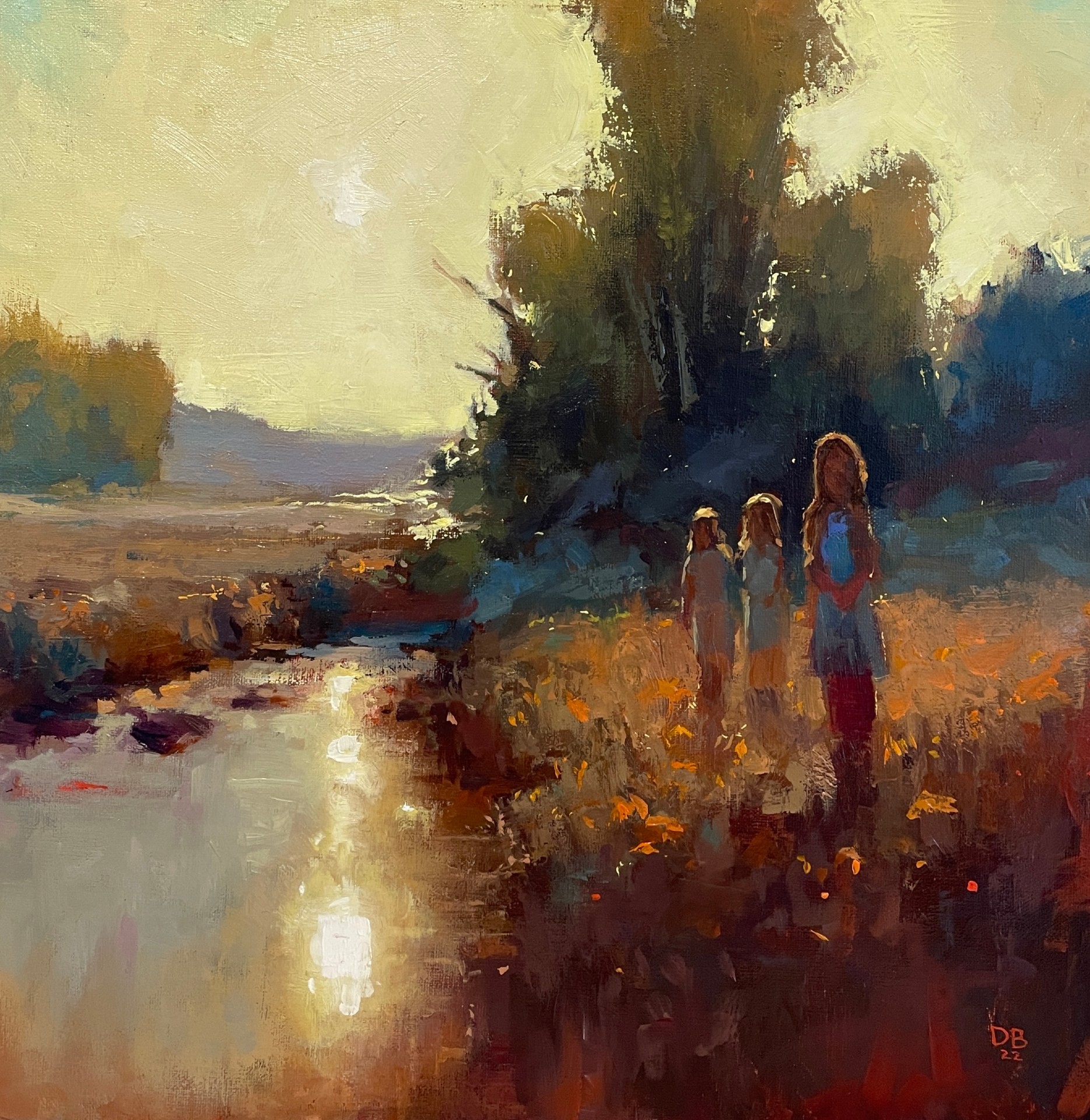 12th Annual PleinAir Salon Art Competition Annual Awards Semi-Finalist Daniel Bailey The Light of Our Life children in landscape oil painting