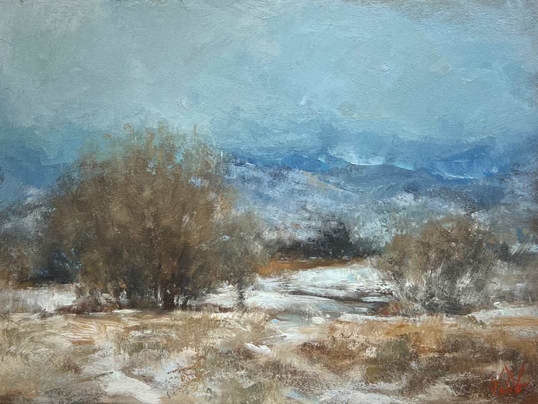 12th Annual PleinAir Salon Art Competition Annual Awards Semi-Finalist Lamya Deeb More on the Way Snowy Landscape Oil Painting
