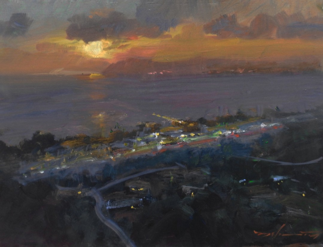 12th Annual PleinAir Salon Art Competition Annual Awards Semi-Finalist Rick J. Delanty String of Pearls Nocturne Landscape with Ocean