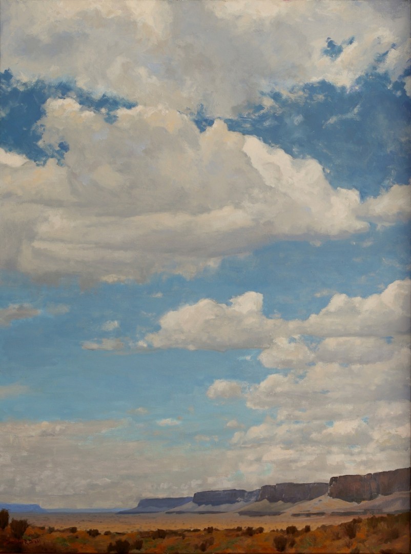 12th Annual PleinAir Salon Art Competition Annual Awards Semi-Finalist Douglas Diehl Distant Mesas Southwest Cloudscape Oil Painting