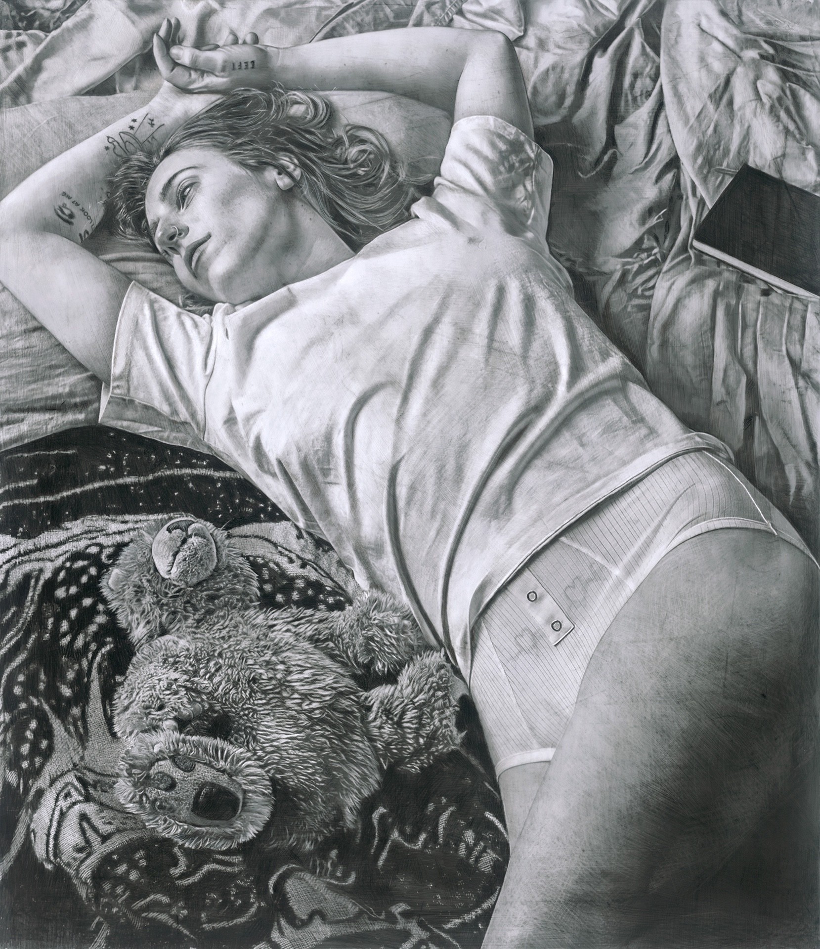 PleinAir Magazine's 12th Annual PleinAir Salon August 2022 Top 100 Tracy Frein Drowning in my FearStained Sheets Drawing