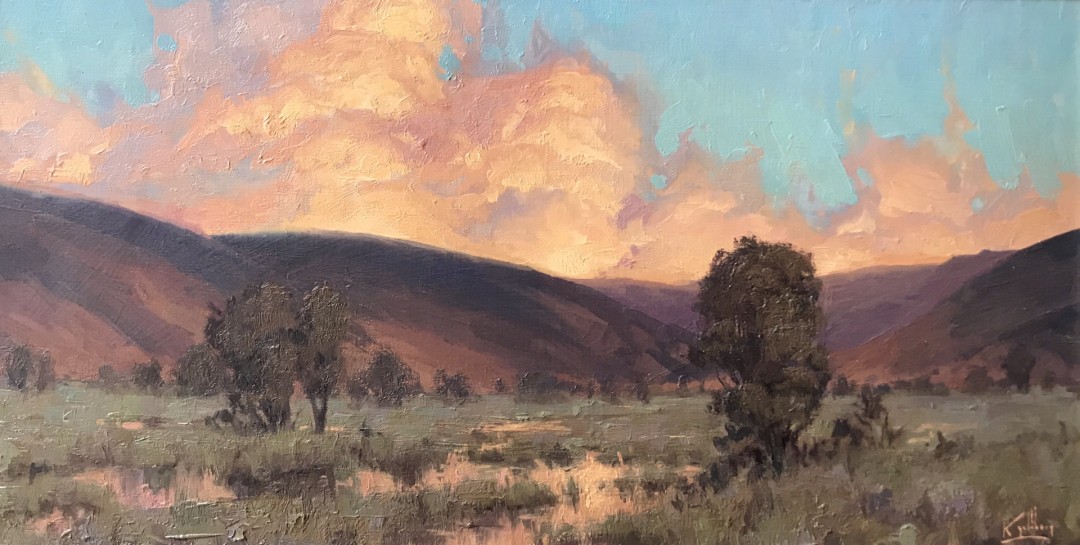 12th Annual PleinAir Salon Art Competition Annual Awards Semi-Finalist Kadin Goldberg Shapeshifter Cloudscape Sunset Landscape Oil Painting
