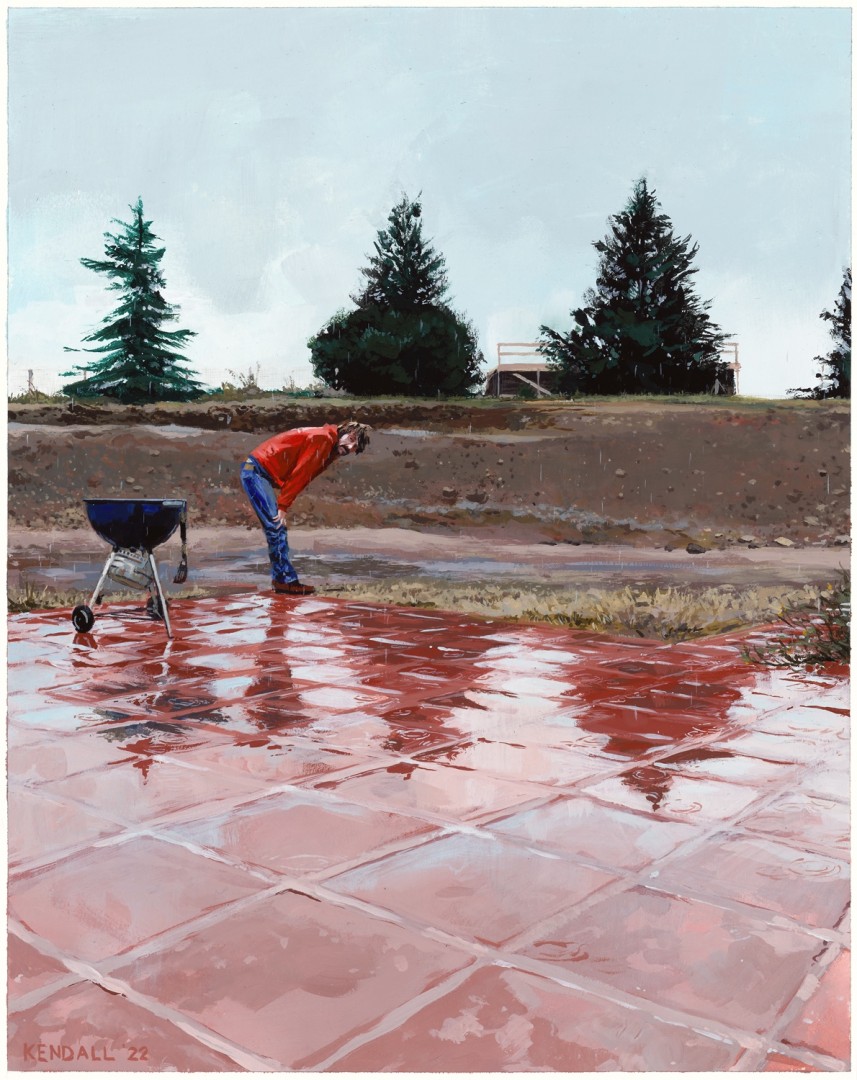 12th Annual PleinAir Salon Art Competition Annual Awards Semi-Finalist Ben Kendall Mornings After Poker Figure Outside Acrylic Painting