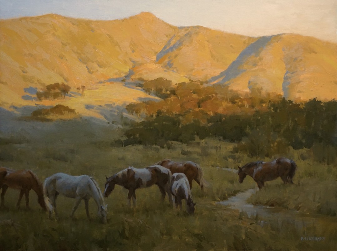 12th Annual PleinAir Salon Art Competition Annual Awards Semi-Finalist Laurie Kersey Stillness Western Landscape Horse Oil Painting