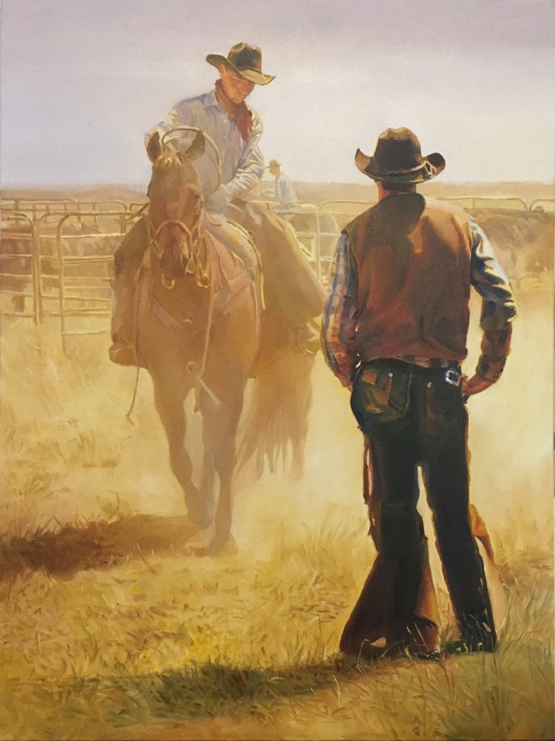 12th Annual PleinAir Salon Art Competition Annual Awards Semi-Finalist Dan Knepper Western Cowboy Horse Landscape Painting