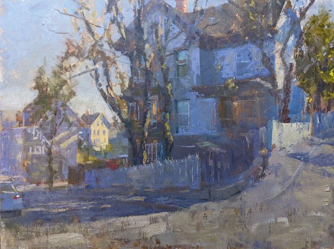 12th Annual PleinAir Salon Art Competition Annual Awards Semi-Finalist Charles Newman Corner of Rights Street House Landscape Oil Painting
