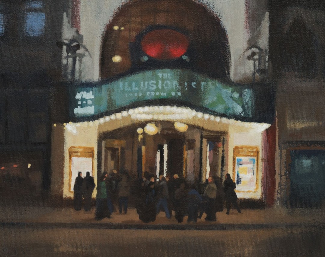 12th Annual PleinAir Salon Art Competition Annual Awards Semi-Finalist Gil Sambrano The Illusionists Nocturne Cityscape Acrylic Painting