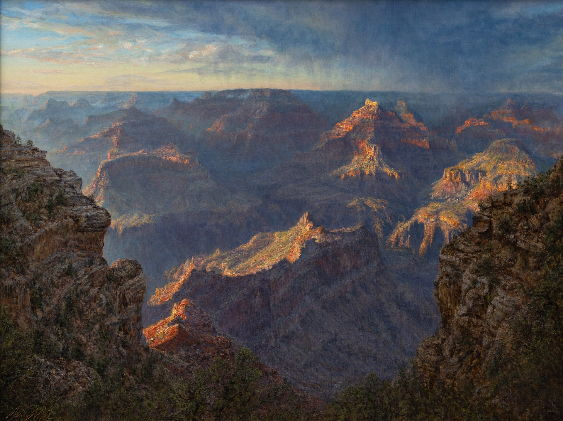 PleinAir Magazine's 12th Annual PleinAir Salon Awards November Top 100 James McGrew Grand Canyon Sunset Clearing Thunderstorm Landscape