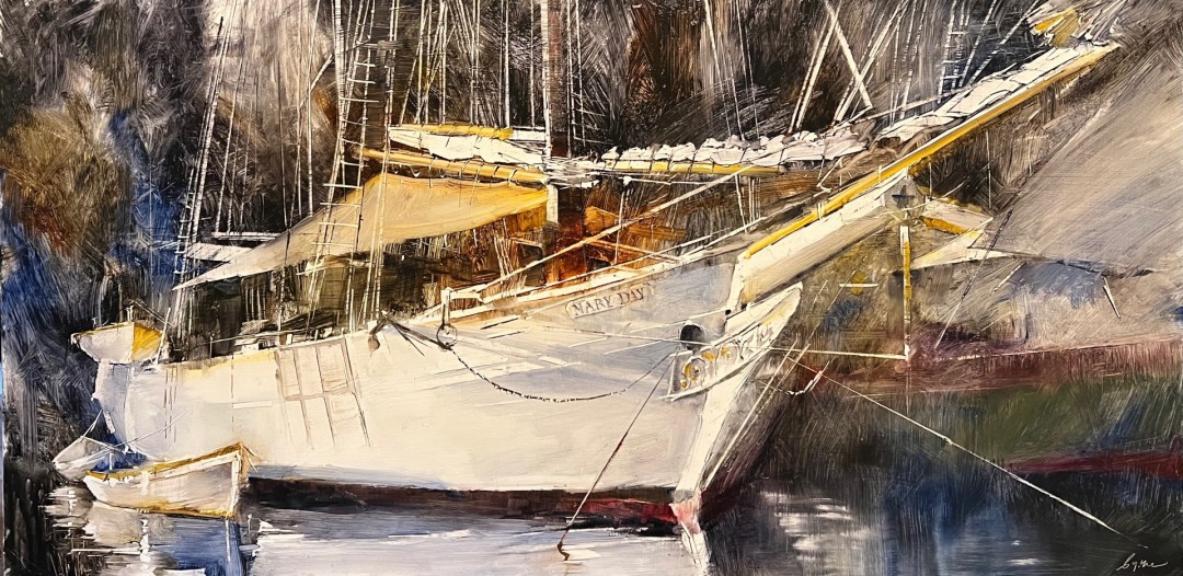 12th Annual PleinAir Salon Art Competition Annual Awards Semi-Finalist Beth Bathe Mary Day Boat Oil Painting
