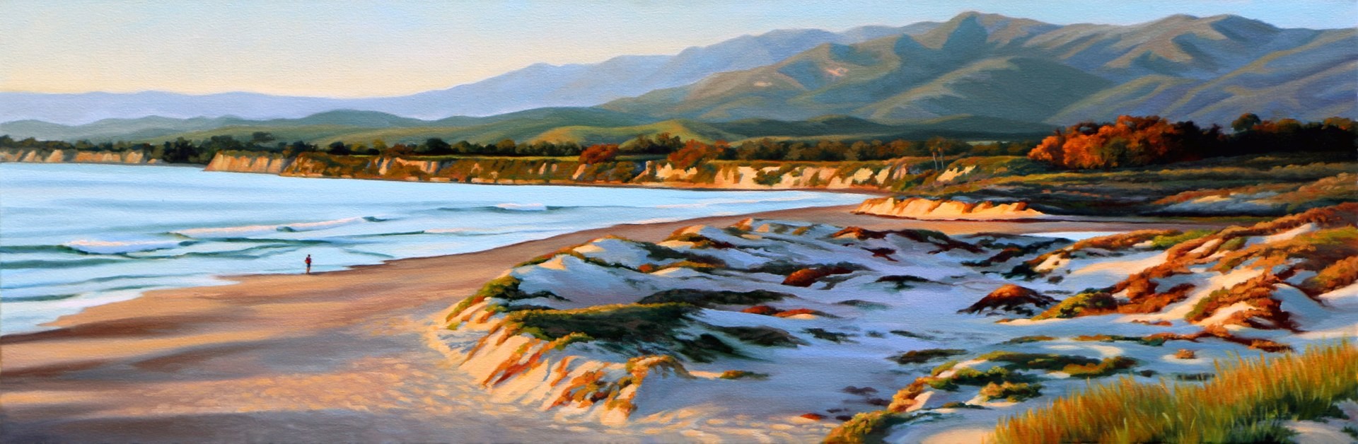 PleinAir Salon Online Art Competition February 2023 Top 100 Finalist Nancy Davidson Sundown at Sands Beachscape Oil Painting