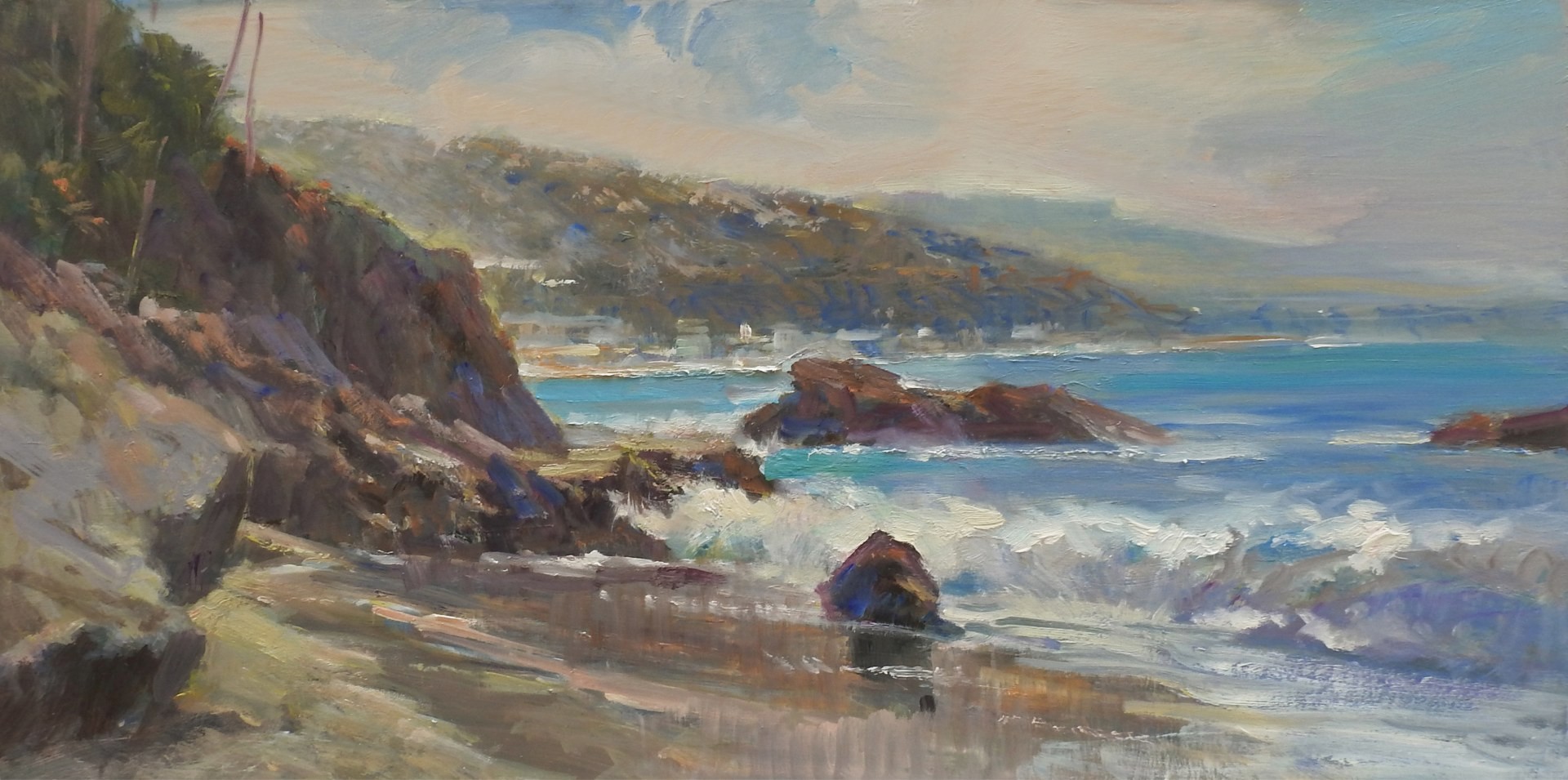 PleinAir Salon Online Art Competition February 2023 Winner Rick J. Delanty Rockpile Beach Seascape Oil Painting