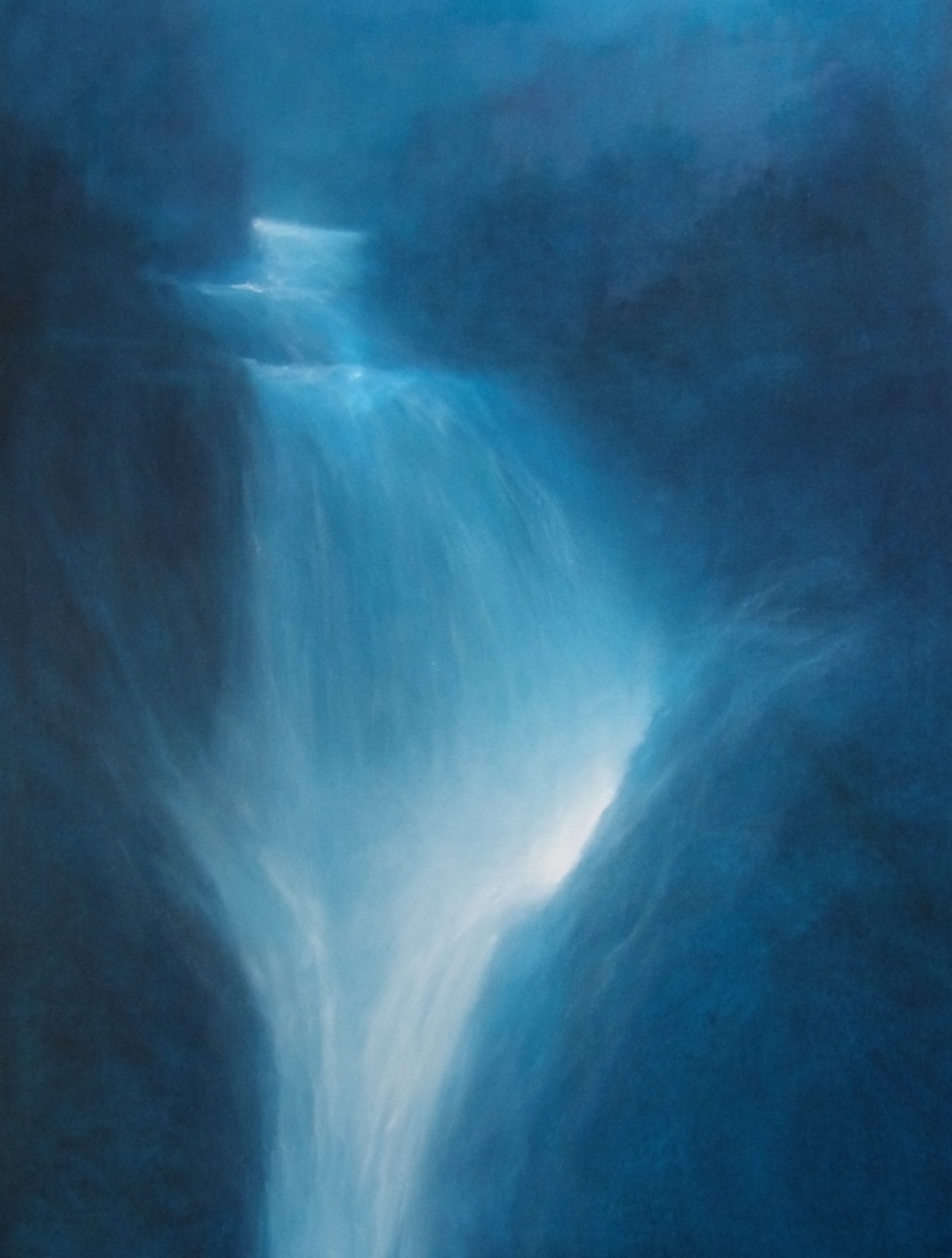 PleinAir Salon Online Art Competition February 2023 Top 100 Finalist Lisa Eastman River Blue Waterfall Nocturne Oil Painting