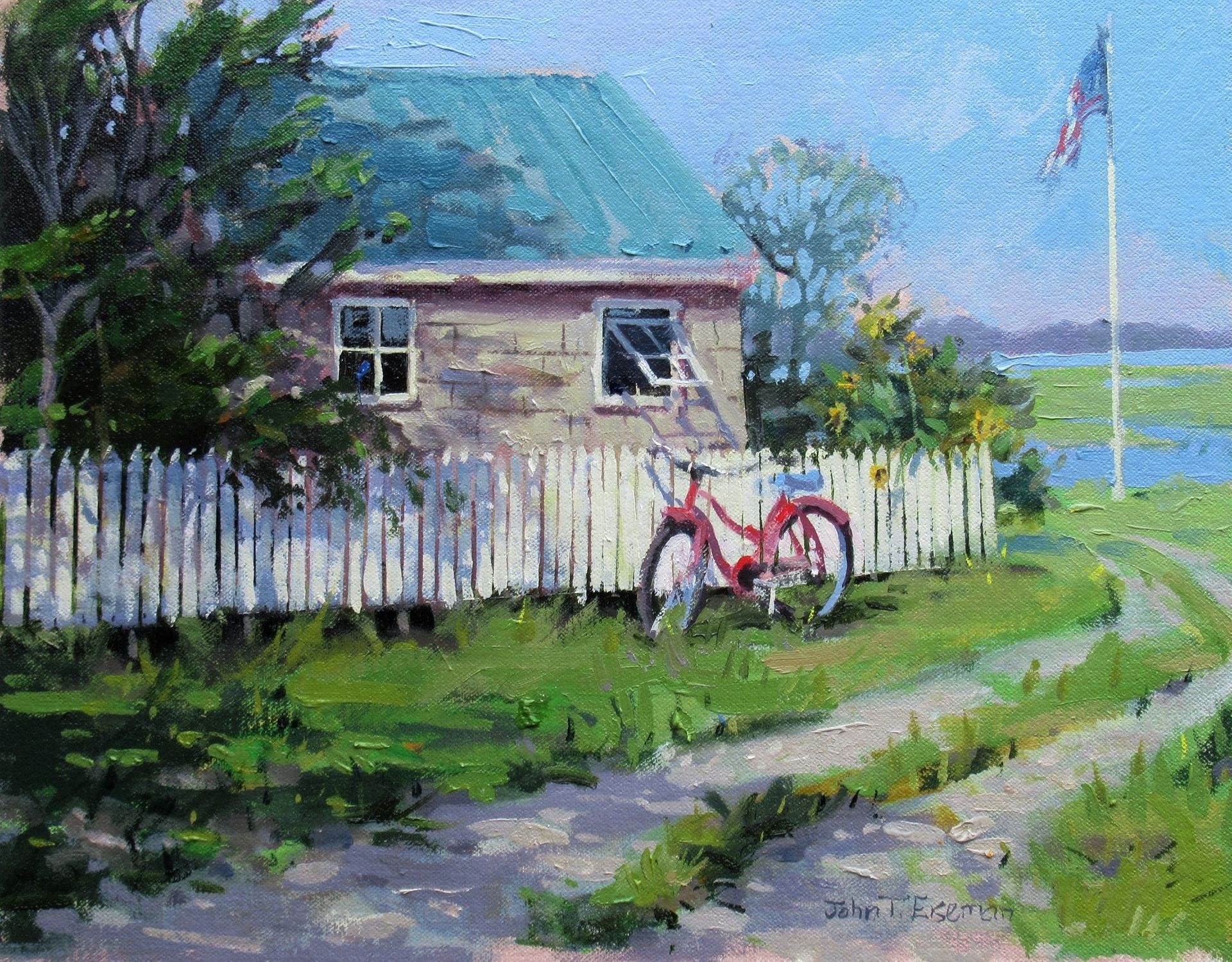 PleinAir Salon Online Art Competition February 2023 Honorable MentionJohn Eiseman Where is My Bike Landscape Oil Painting