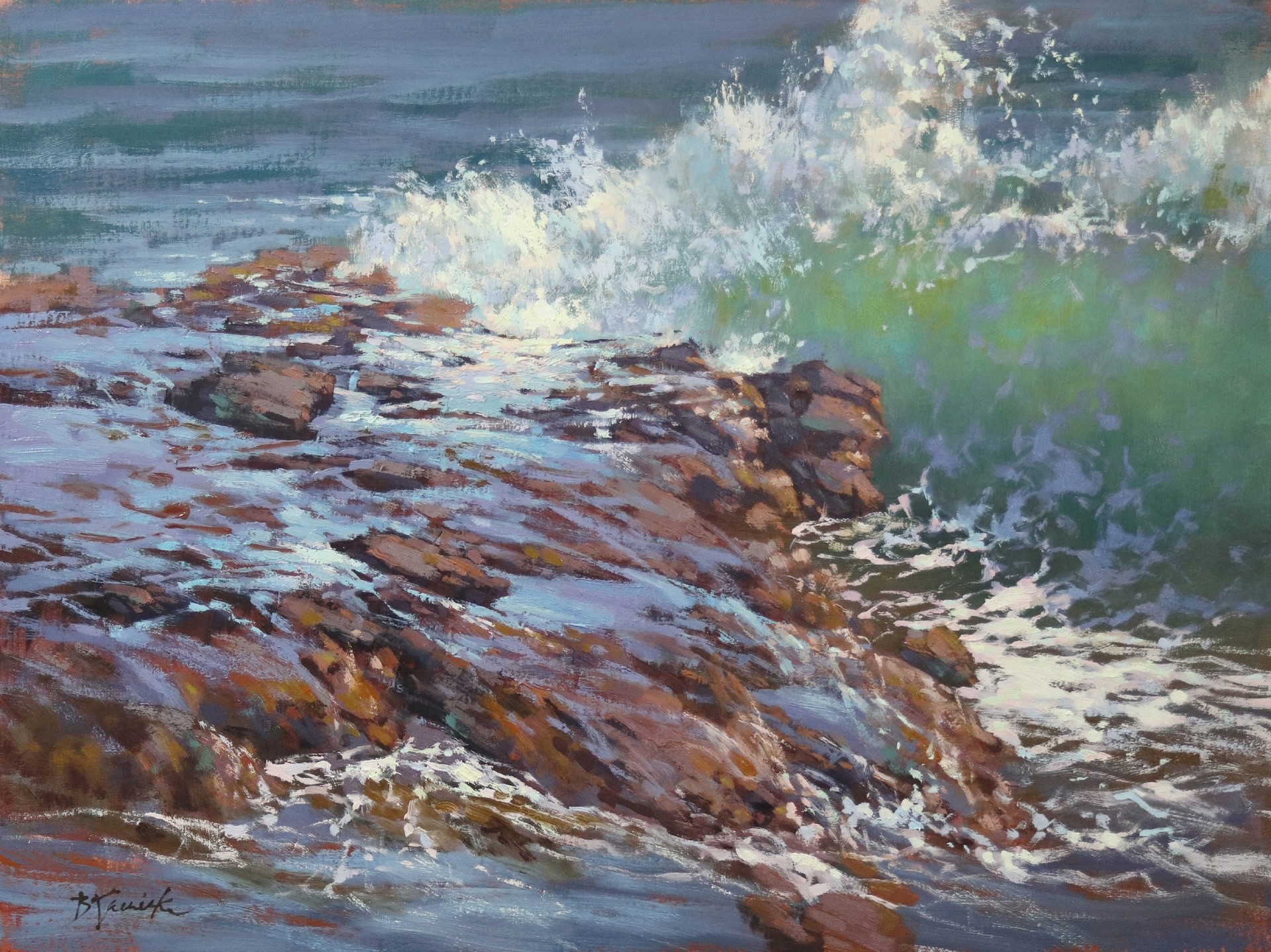 PleinAir Salon Online Art Competition February 2023 Top 100 Finalist Barbara Jaenicke Cape Kiwanda Surf Waterscape Oil Painting