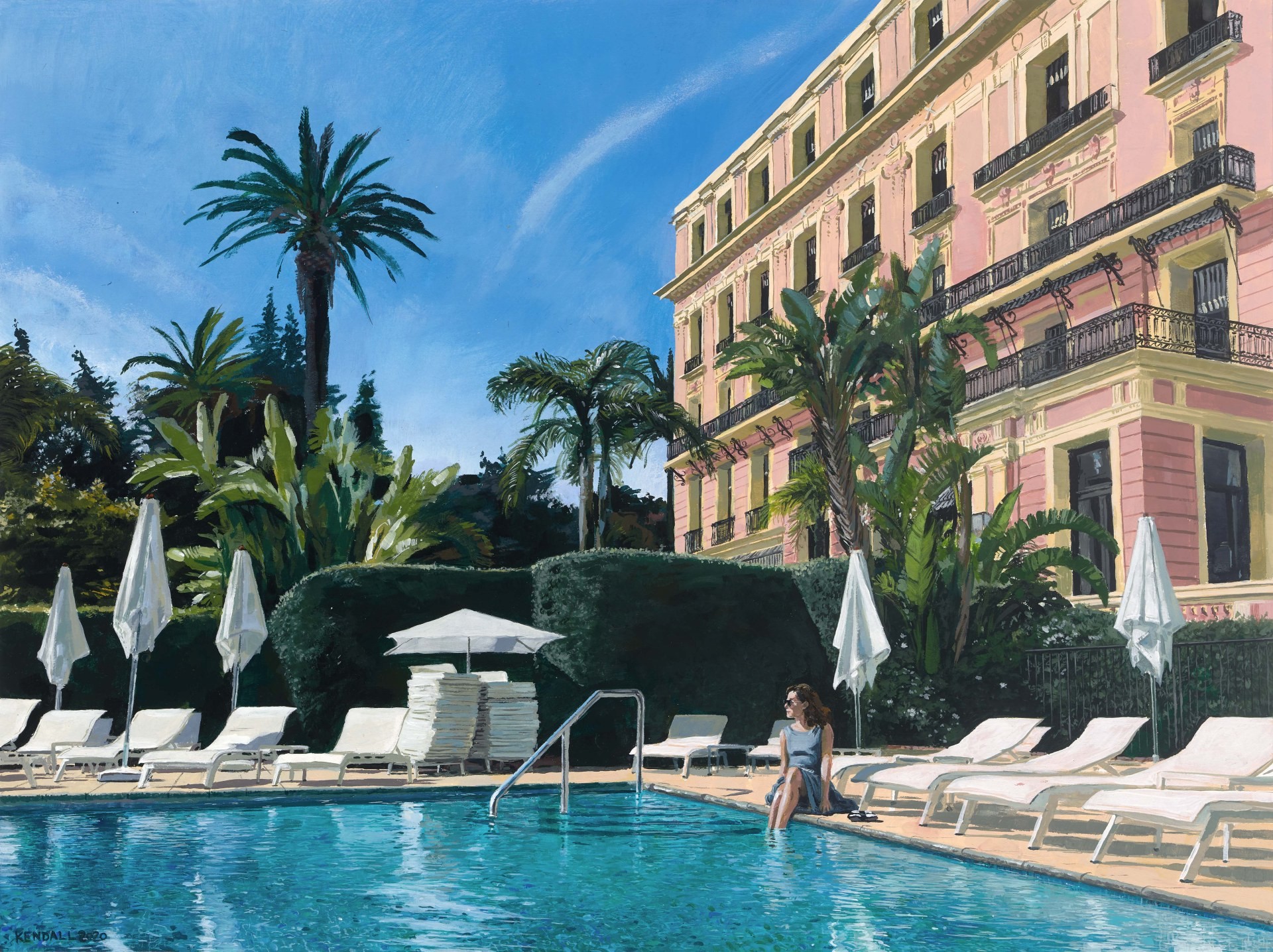 PleinAir Salon Online Art Competition February 2023 Honorable Mention Benjamin Kendall Hotel Royale Riviera Landscape Acrylic Painting