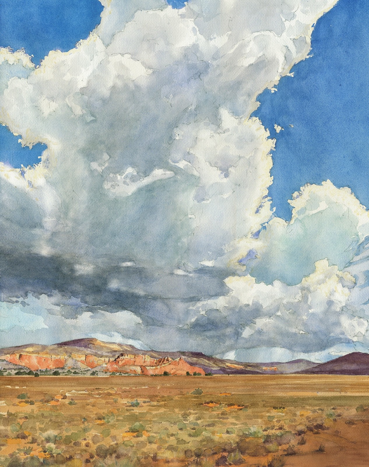 PleinAir Salon Online Art Competition February 2023 Winner Michael Kotarba Convection Cloudscape Watercolor Painting