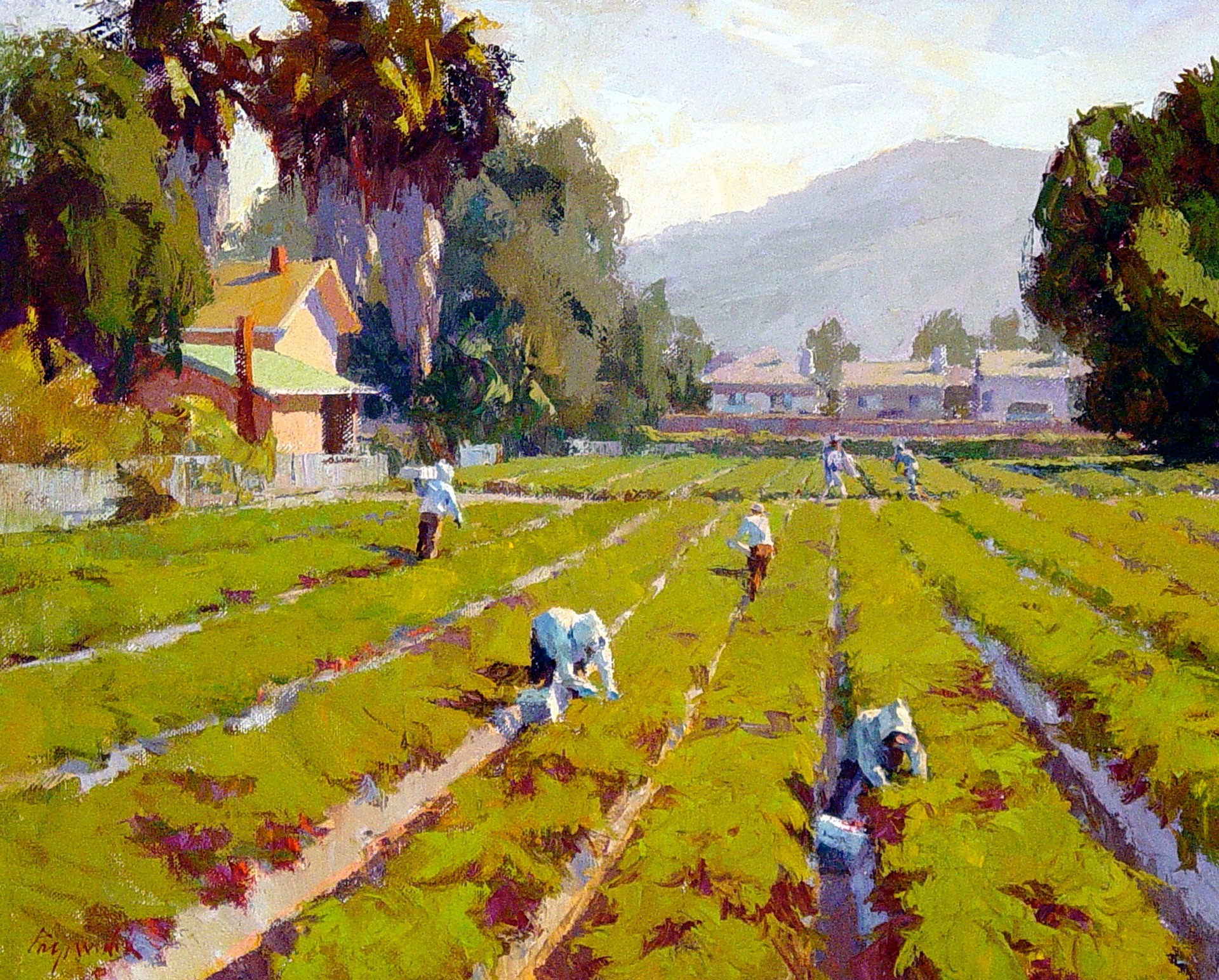 PleinAir Salon Online Art Competition February 2023 Top 100 Finalist Camille Przewodek Strawberry Harvest Landscape Oil Painting
