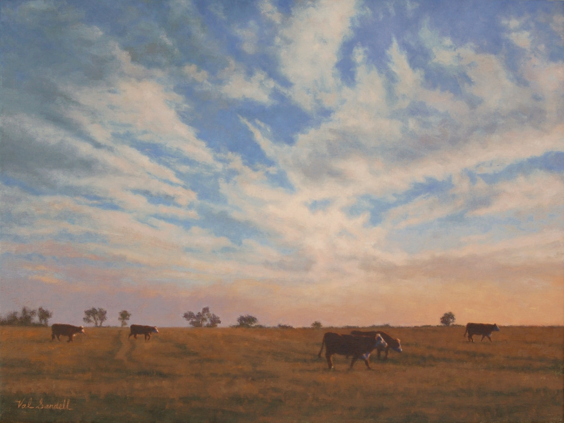 PleinAir Salon Online Art Competition February 2023 Top 100 Finalist Val Sandell A Rancher's Backyard Sunrise Landscape Oil Painting