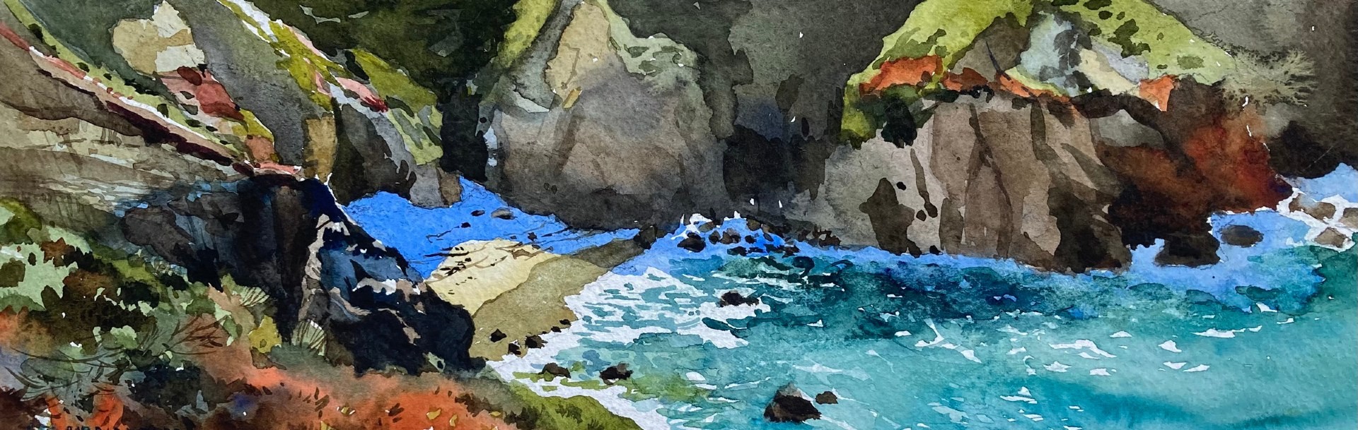 PleinAir Salon Online Art Competition February 2023 Winner Barbara Tapp This is Garapata Seascape Watercolor Painting