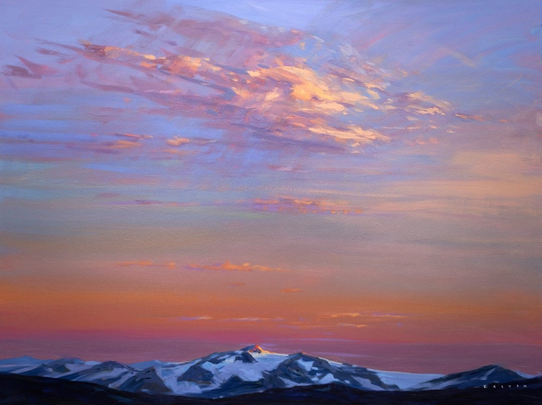 12th Annual PleinAir Salon Art Competition Annual Awards Semi-Finalist Charlie Easton Arrival Acrylic Cloudscape Mountainscape painting