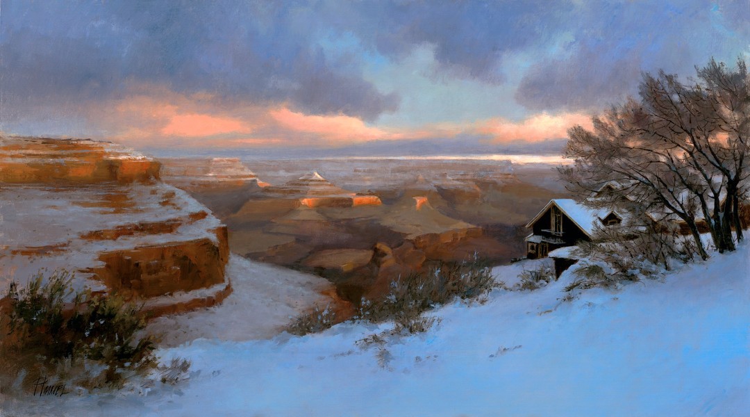 12th Annual PleinAir Salon Art Competition Annual Awards Semi-Finalist Peggy Immel Kolb's Cradle Western Snowscape oil painting