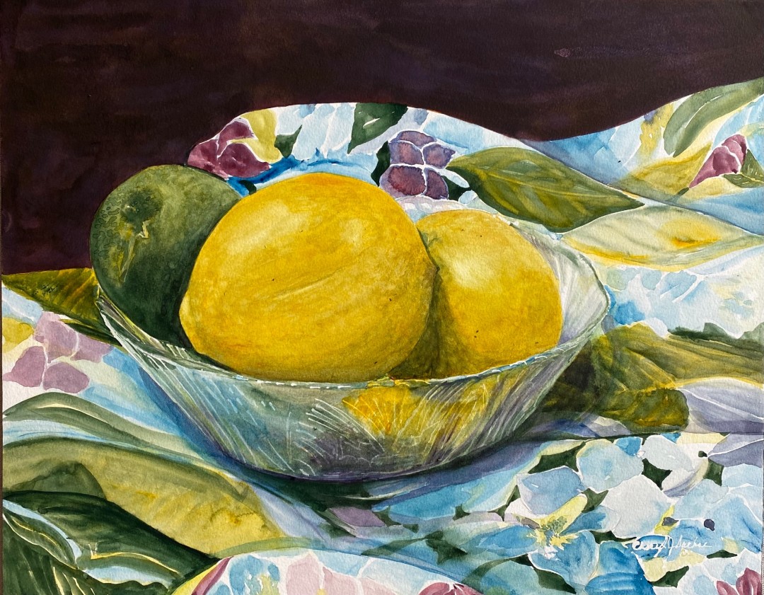 12th Annual PleinAir Salon Art Competition Annual Awards Semi-Finalist Cheryl Sachse Lemons and Lime Watercolor Still Life Painting