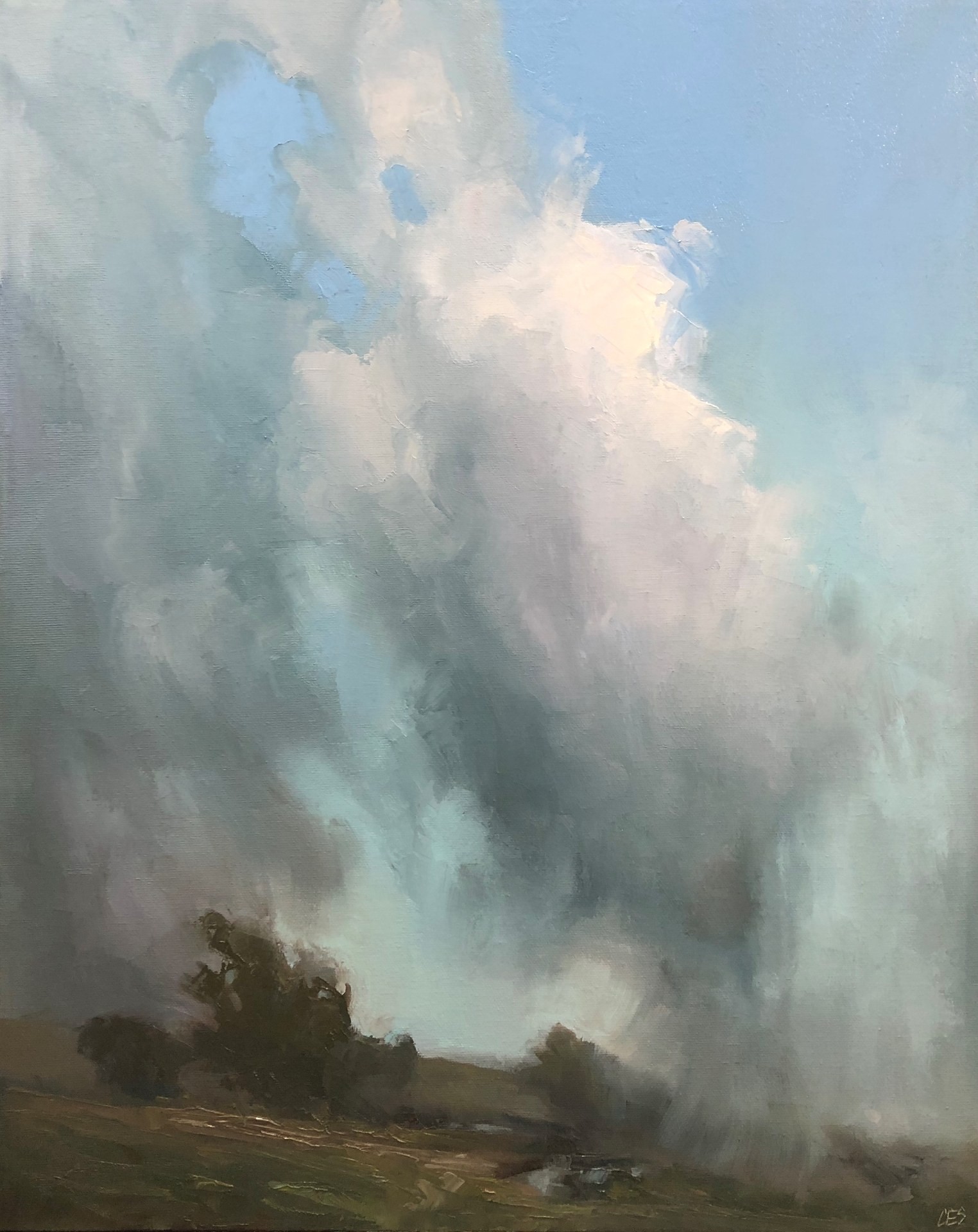 PleinAir Magazine's 13th Annual PleinAir Salon Awards April Top 100 Christine Code Sudden Downpour Plein Air Landscape Oil Painting
