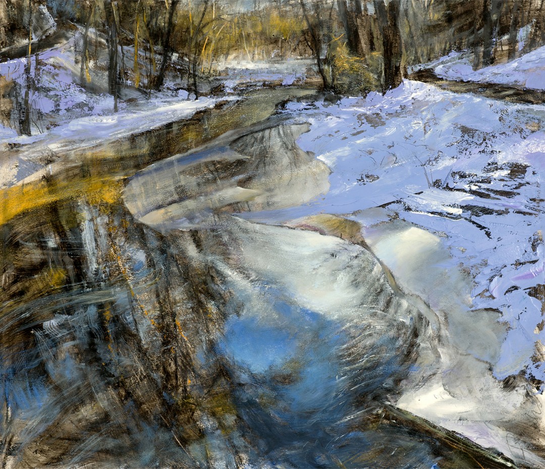 12th Annual PleinAir Salon Annual Art Competition Top 25 Finalist Phillip Harris Winter Thaw No. 6 Winterscape river Oil Painting