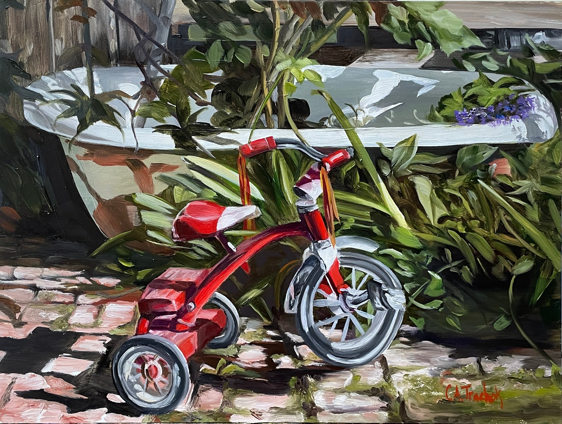 PleinAir Magazine's 13th Annual PleinAir Salon Art Competition May Best Vehicle Winner Cathryne Trachok The Little Red Trike