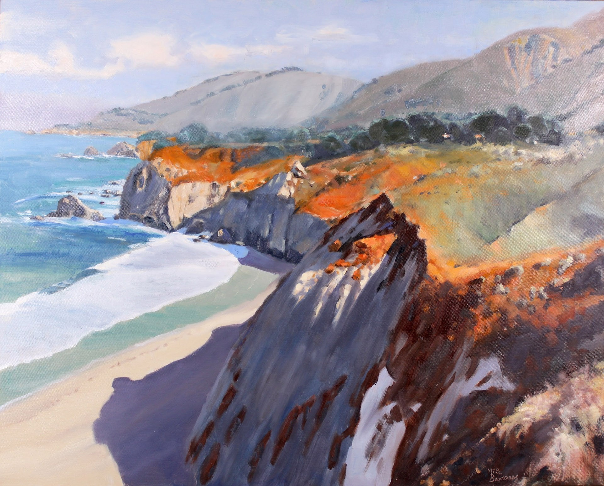 PleinAir Magazine's 13th Annual PleinAir Salon Art Competition June Top 100 Mike Bagdonas Coastal Contemplation Artist Over 65 Category Landscape Oil Painting