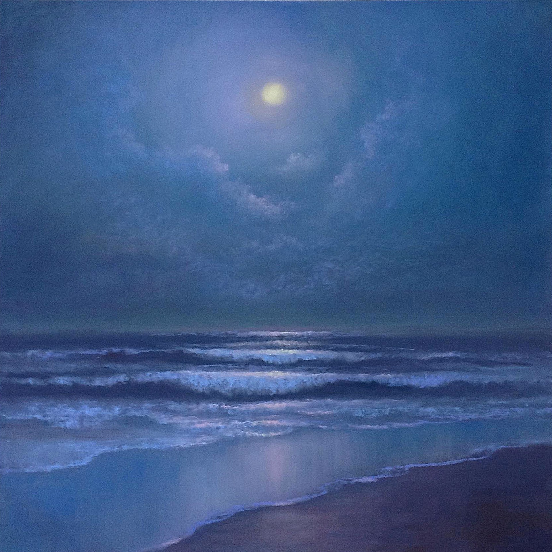 PleinAir Magazine's 13th Annual PleinAir Salon Art Competition July Top 100 Tatiana Roulin Moonlit Ocean Nocturne