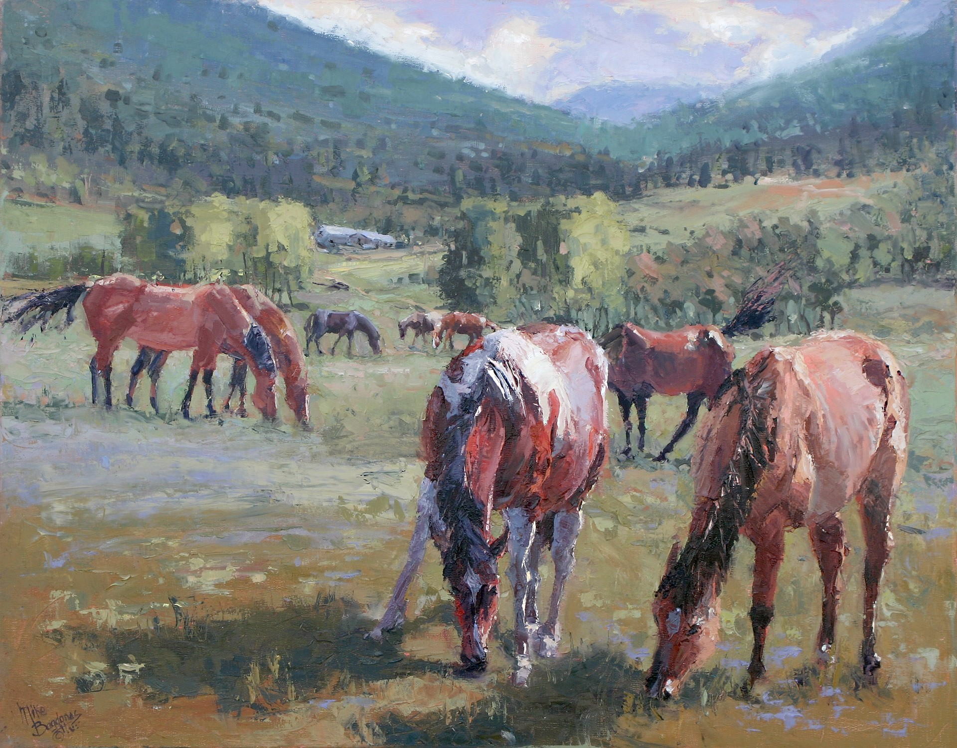 PleinAir Magazine's 13th Annual PleinAir Salon Art Competition August 2023 Honorable Mention Mike Bagdonas Rocky Mountain Horse Ranch Western