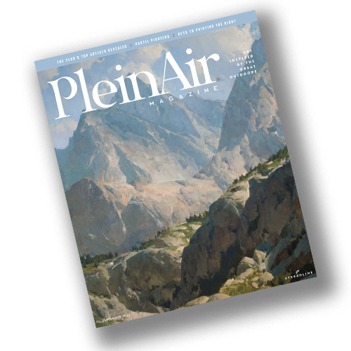 12th Annual PleinAir Salon Grand Prize Winning cover featuring Kimball Geisler's painting, "Tower of Towers".