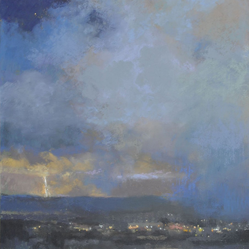 14th Annual PleinAir Salon Online Art Competition Nocturne Category landscape with storm clouds painted by Christine Debrosky
