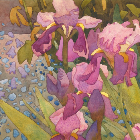 14th Annual PleinAir Salon Online Art Competition Plein Air Watercolor Category floral iris painting by Carolyn Lord