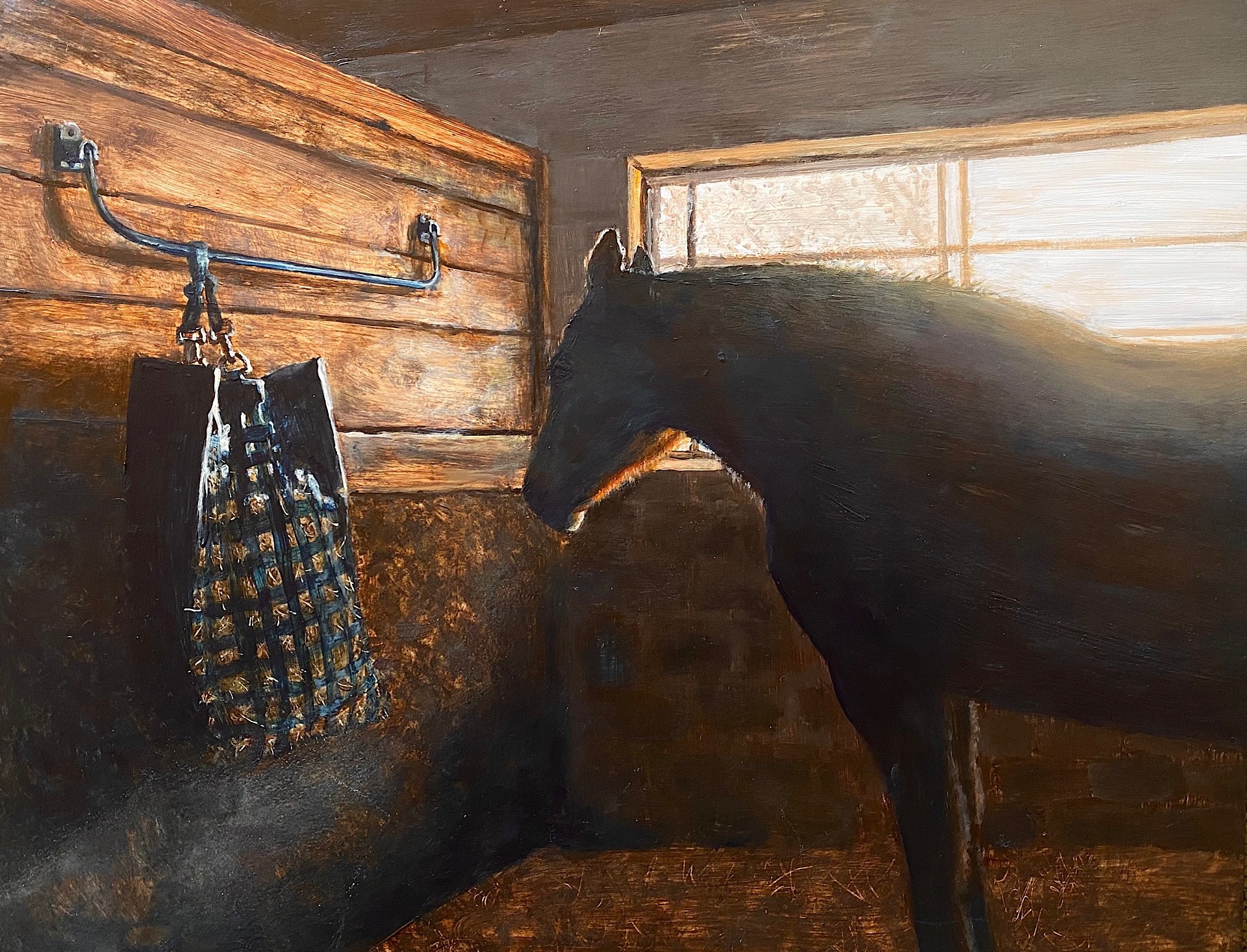 PleinAir Magazine's 13th Annual PleinAir Salon Art Competition February 2024 Top 100 Emi Shigeno painting of horse in sall