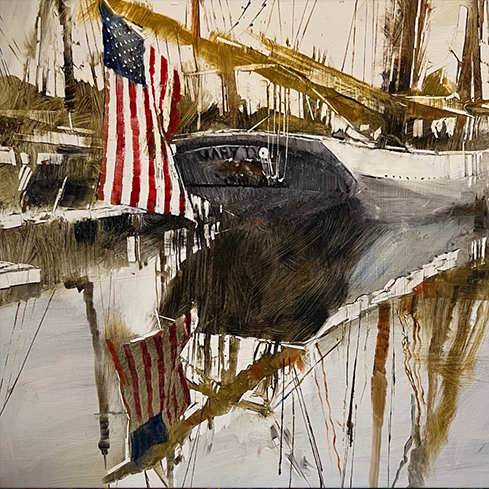 14th Annual PleinAir Salon Online Art Competition Vehicle Category boat painting by Beth Bathe