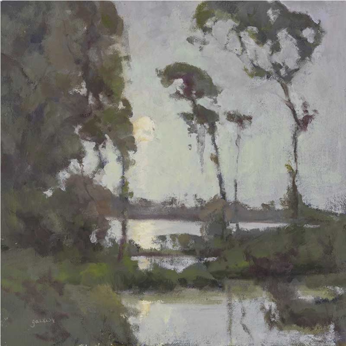 13th Annual PleinAir Salon Annual Competition Top 25 Finalist Marry Garrish Quiet nocturne oil painting of marsh