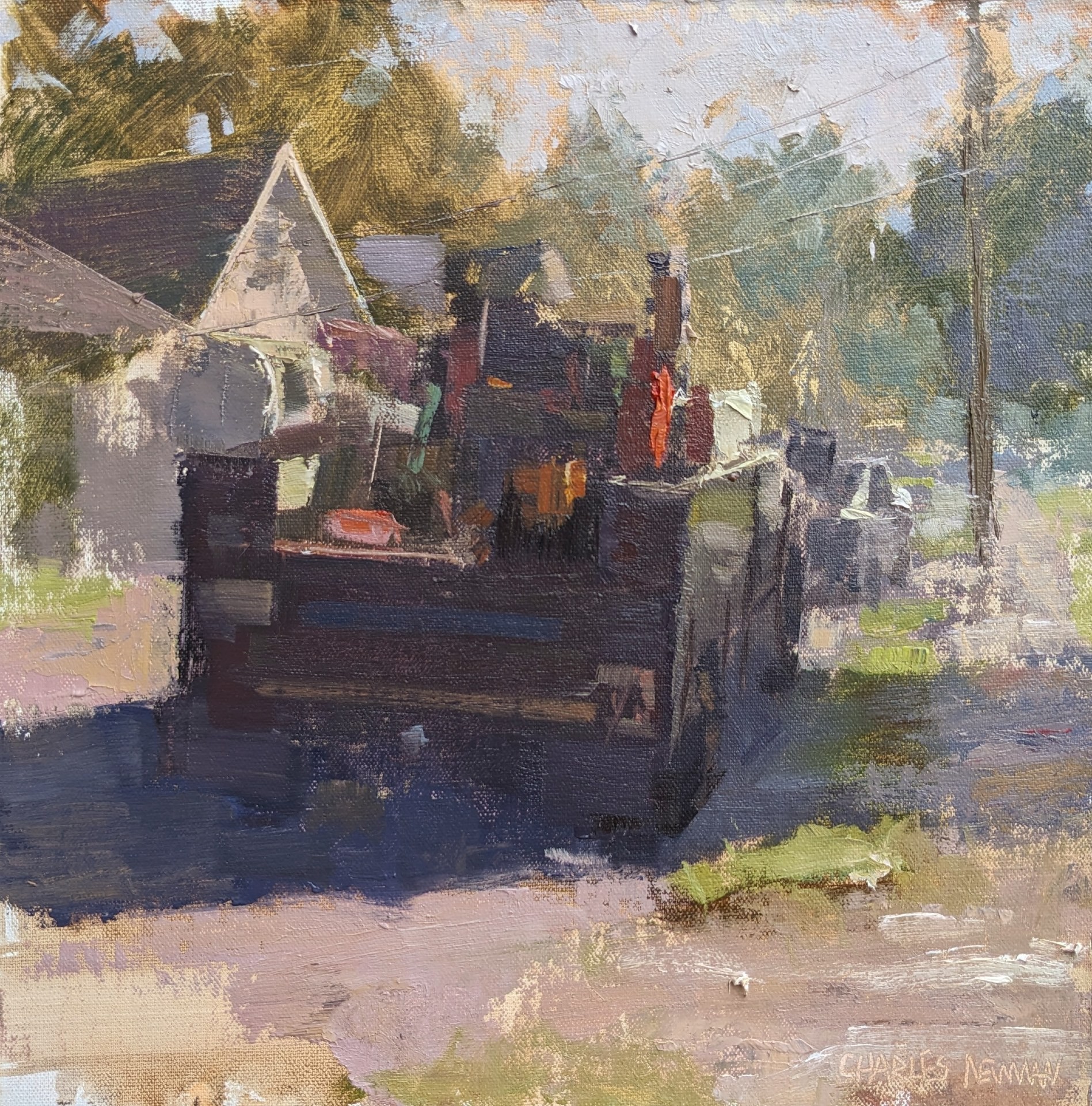 13th Annual PleinAir Salon Annual Competition Top 25 Finalist Charles Newman oil painting of utility truck