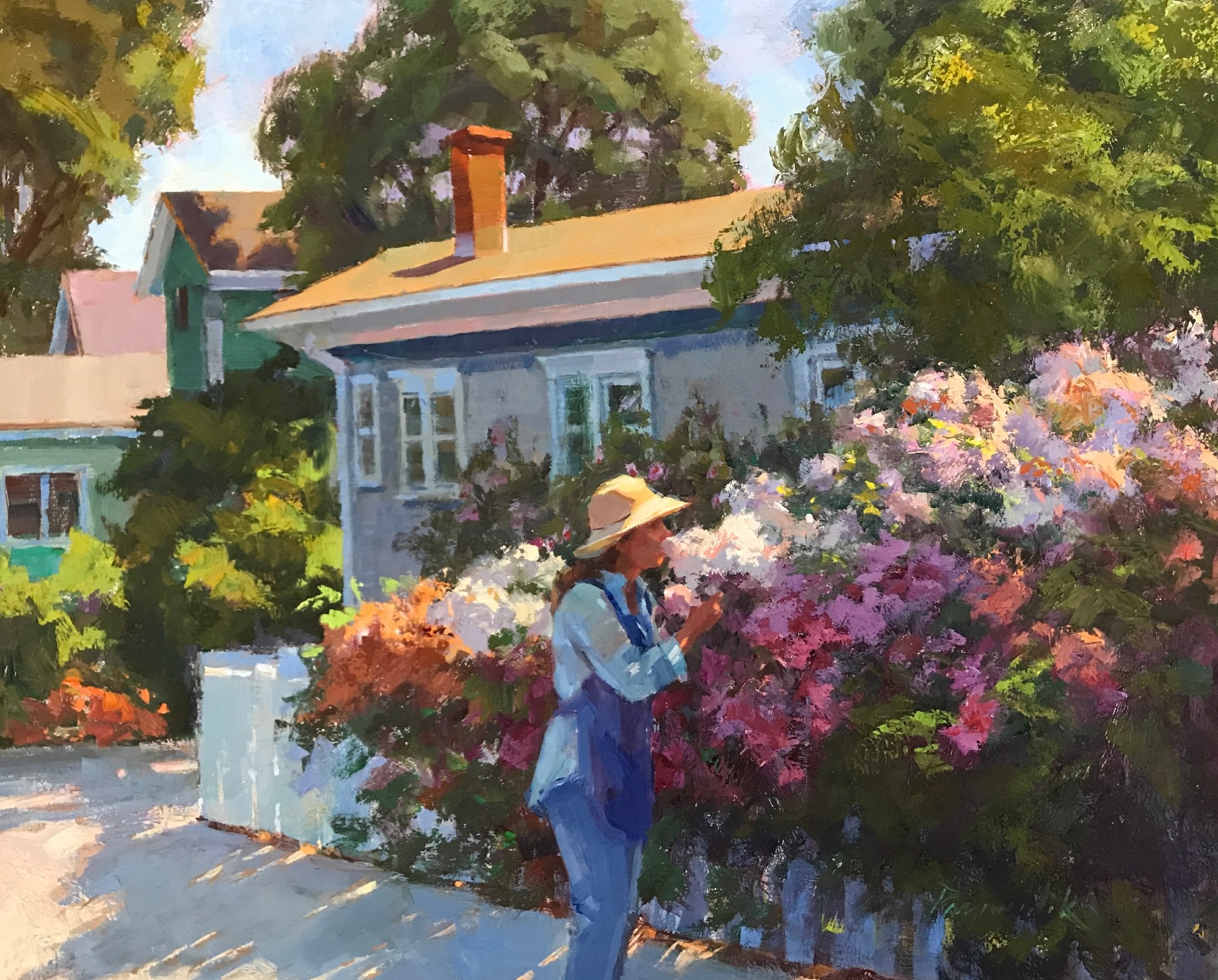 13th Annual PleinAir Salon Annual Competition Top 25 Finalist Camille Przewodek Fragrant Diversion oil painting of woman smelling roses